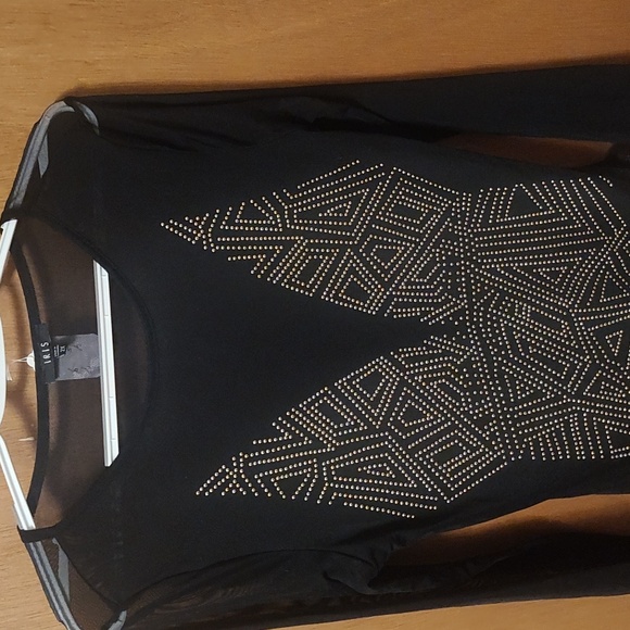 Nwot Elegant Black Studded Bodysuit. Size Large - Picture 2 of 3